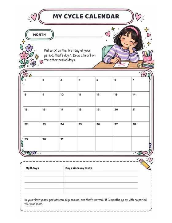 My Cycle Calendar page